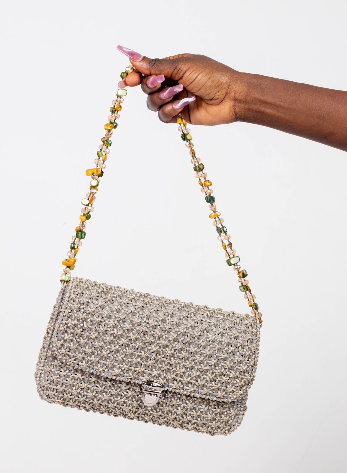 Roro Atelier Silver Bloom Crochet Bag
